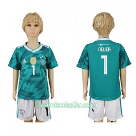 Camisolas de Futebol Alemanha Neuer 1 Criança Equipamento Alternativa Copa do Mundo 2018 Manga Curta